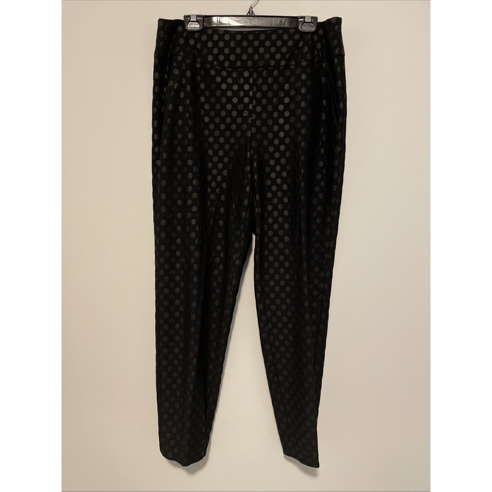 Cato Est 1946 14 16W Black‎ Polka Dot Pull On Pants Wide Leg Stretch